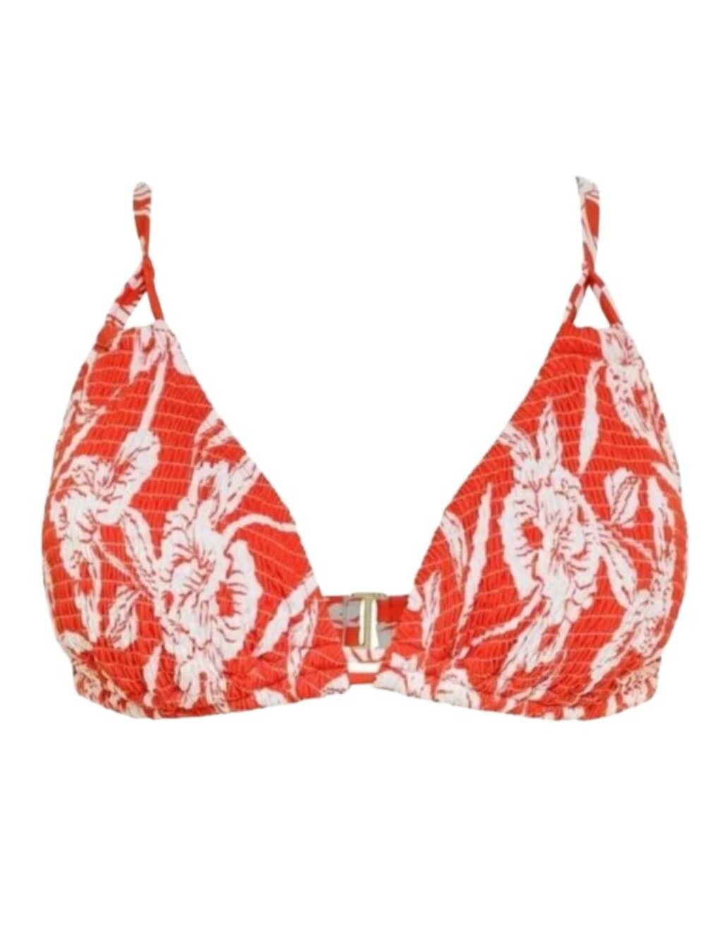 Time and Tru Floral Bikini Top L Coral Orange White